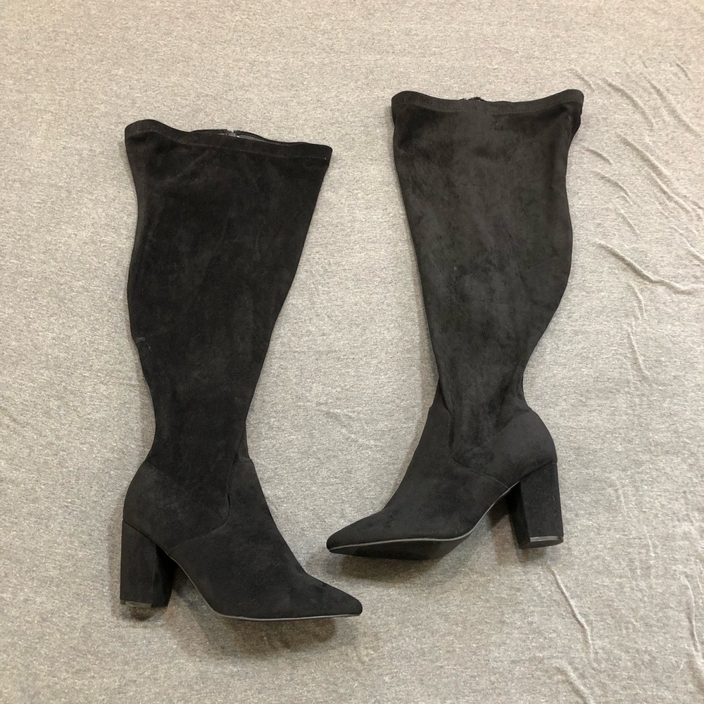 Torrid Black Over the Knee Pointed Toe Faux Suede Boots - 12WW